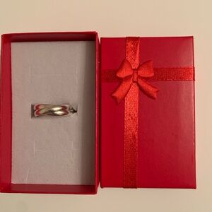 Stering Silver Triple Row Rolling Interlocking Ring Size 5"